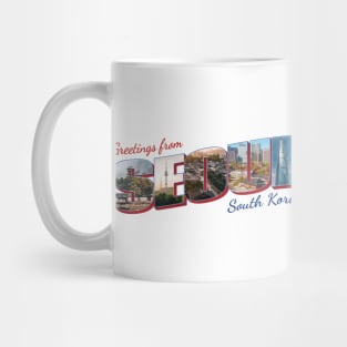 Greetings from Seoul in South Korea Vintage style retro souvenir Mug